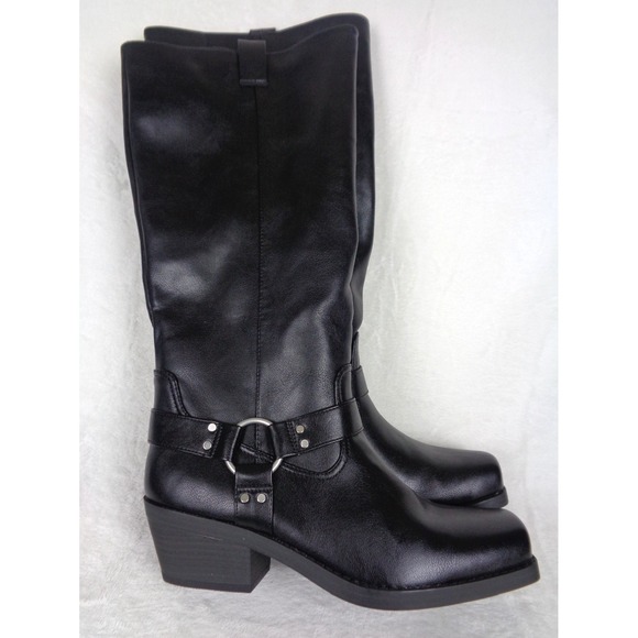 Universal Thread Women's Black Oakley Knee High Moto Boots Size 11 Memory Foam - Picture 1 of 8